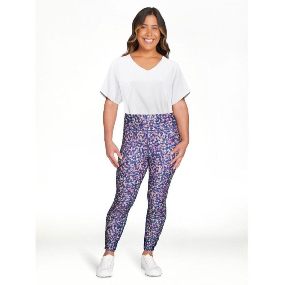New Avia Works Women’s Active High Waisted Pixel Leggings Crop Length  X-Small